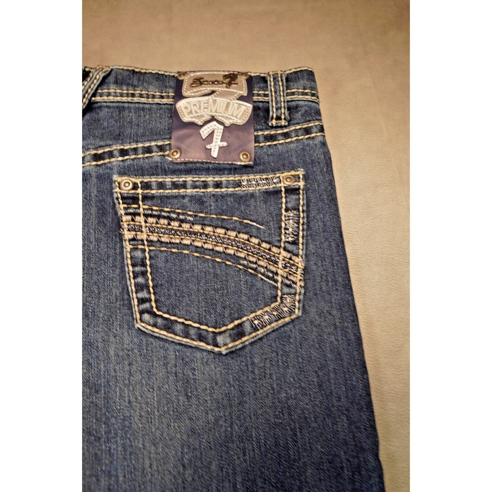 Seven 7 Jeans‎ Women's Size 16 (30x28) Blue Mid Rise Embroidered Pockets
